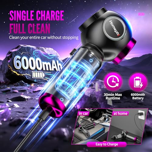 Car Vacuum Portable Cordless 17500Pa Suction 4 in 1 Mini Handheld Vacuum Cleaner Ultra Lightweight Compact Rechargeable Dust Buster Hand Vacuum for Car Interior Home Pet Hair Camping