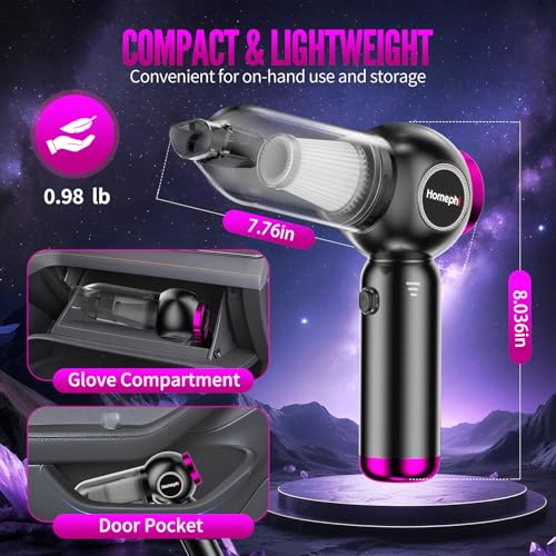 Car Vacuum Portable Cordless 17500Pa Suction 4 in 1 Mini Handheld Vacuum Cleaner Ultra Lightweight Compact Rechargeable Dust Buster Hand Vacuum for Car Interior Home Pet Hair Camping