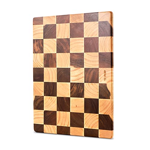 TJ POP End Grain Cutting Board Heavy Duty AcaciaRubber Wood Cutting Board For Kitchen Flippable Serving Board For Meat Bread  Fruits Rectangle Cutting Board 145 x 10 x 08 Inch