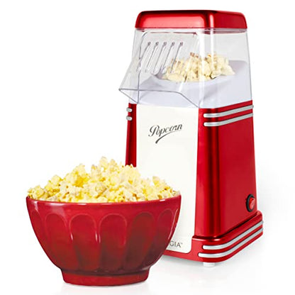 Nostalgia HotAir Electric Popcorn Maker 8 Cups Healthy Oil Free Popcorn with Measuring Scoop Retro Red