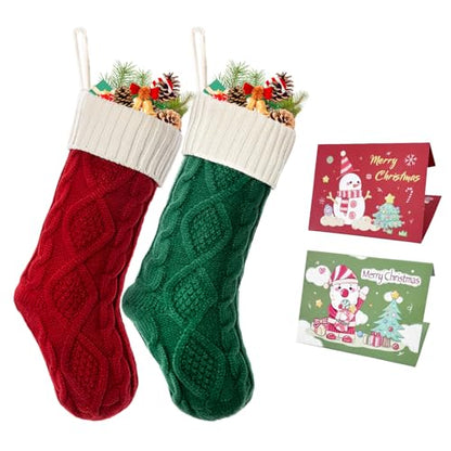 Ulico Christmas Stocking18 inch Large 2 Pack Cable Knitted Xmas Stocking for KidsHoliday and Family Stocking for Fireplace Christmas Holiday Party Decoration